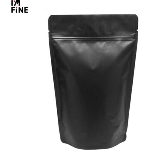 50pcs/pack Stand up Matt Black Aluminum Foil Ziplock Bag Doypack Coffee Powder Nuts Sunproof Package Bag Storage Bag