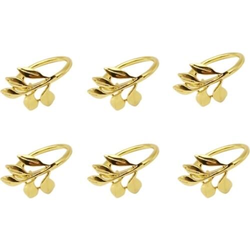 6Pcs/Lot Hotel Napkin Ring Napkin Holder Fall Leaves Napkin Buckle Christmas Wedding Party Gold Napkin Circle Dinner Decor