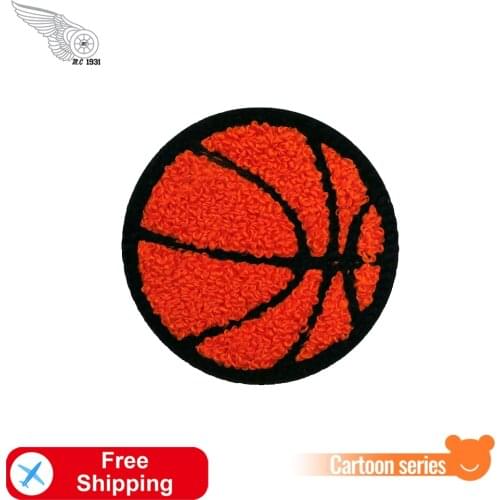 Basketball Chenille Patches Iron on Embroidered Tower Logo Appliques Felt Fabric Custom Diy Sport Patch