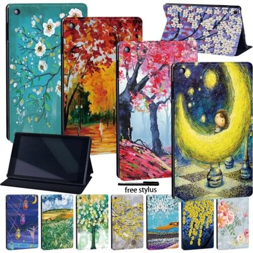 For Amazon Fire 7/Fire HD 8 10th/HD 8 Plus/HD8/HD10 Tablet Case Pu Leather Cover Case + Free Stylus