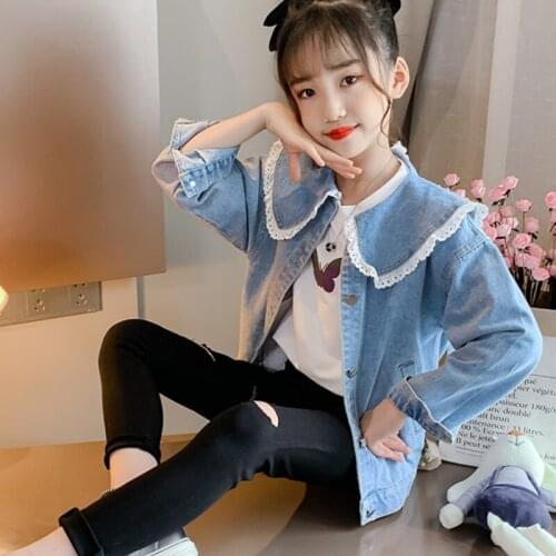 Girls Babys Coat Jacket Outwear 2021 Elegant Jean Winter Autumn Overcoat Top Zipper Cardigan Childrens Clothing