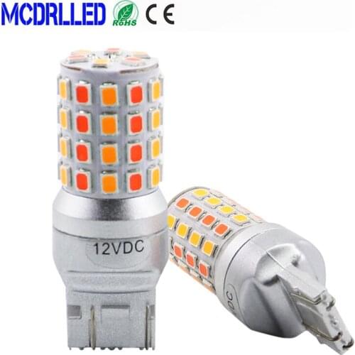 Mcdrlled 2PCS 7443 1157 3157 LED Dual Color Turn Signal Lights White 6000K Yellow BAY15D Daytime Running