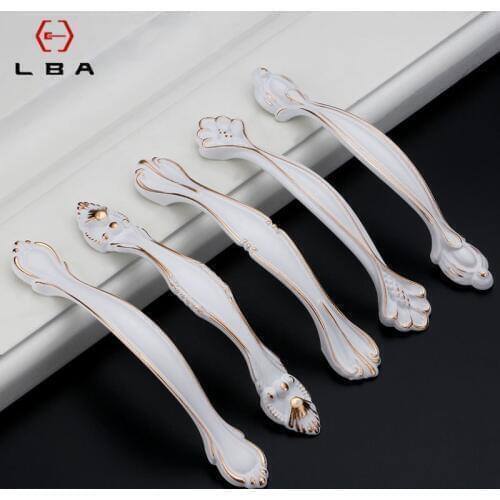 European Cabinet Aluminium Alloy Door Handle Wardrobe Handles Furniture Drawer Pull Knobs Minimalist Fuji White Hardware