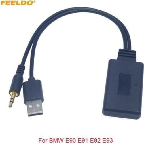 FEELDO 1PC Car 12V Audio Wireless Bluetooth Module USB 3.5mm Socket Music AUX Adapter For BMW E90 E91 E92 E93 AUX Cable