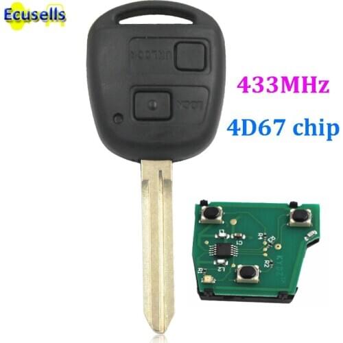 2 Buttons Complete Remote Key 433MHz with Chip 4D67 for Toyota RAV4 Previa Land Cruiser