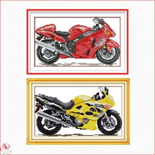 Cool Motorcycle Pattern Counting And Stamping Cross Stitch Kit 14CT 11CT Chinese Embroidery DIY Needlework Sewing Set Gift