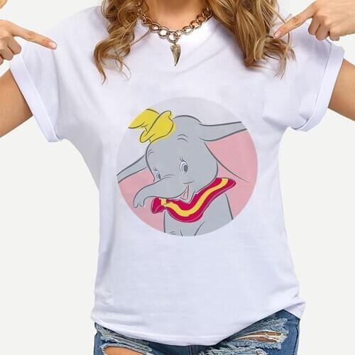 Summer Dumbo Elephant Print T Shirts New for Women Cartoon Casual T-shirt Lady Short Sleeve Top Unisex Clothes Harajuku Dropship