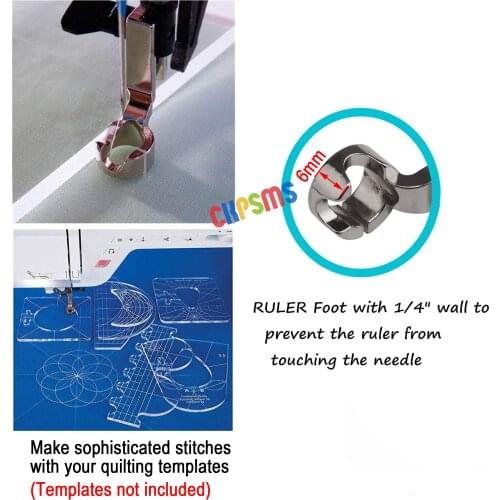 Dream Short Low Shank Stitch Ruler Free Motion Darning Foot 1/4" to Frame Free Motion Quilting Embroidery Compatible with Most L