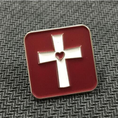 Metal Cross Red Soft Enamel Square Lapel Pins custom oem metal badges