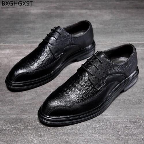 Oxford Crocodile Shoes for Man Office 2021 Dress Shoes Mens Fashion Black Leather Shoes Men Formal Chaussure Zapatos De Hombre