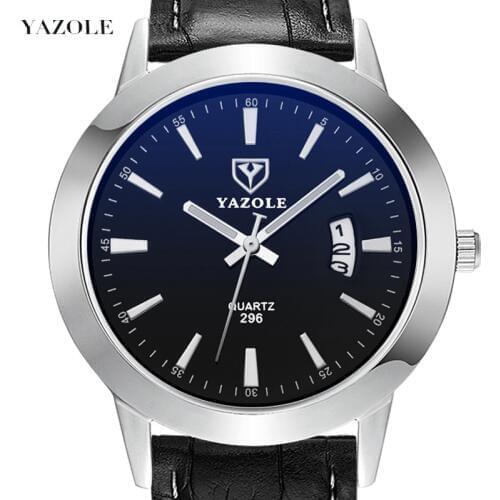 YAZOLE Quartz Men Watches Leather Strap Date Waterproof Liminous Hands Fashion 8mm Ultra Thin Wrist Watch for Men Wristwatch