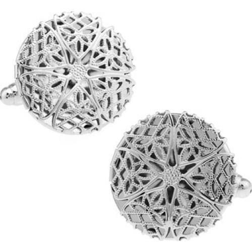 Men Jewellery Functional Cufflinks Wholesale&retail Silver Color Copper Round Hollow Photo Holder Design Best Gift For Men