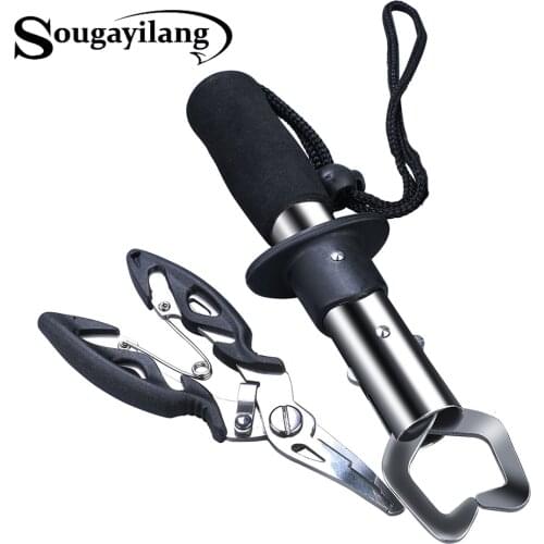 Sougayilang New Stainless Steel Fishing Grip Set Control + Multifunction Outdoor Fishing Pliers Fish Tackle Fish Lip Gripper Set