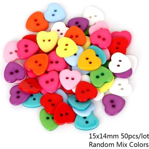 New styles Mixed 2- Holes 2 Size 50Pcs/lot Resin Heart Buttons Sewing Scrapbooking DIY Home Clothes Accessories
