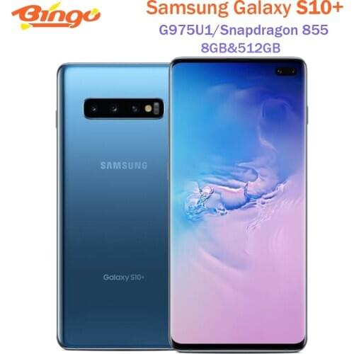 Samsung Galaxy S10+ S10 Plus G975U1 512GB G975U Unlocked Mobile Phone Snapdragon 855 Octa Core 6.4" 16MP&Dual 12MP 8GB RAM NFC