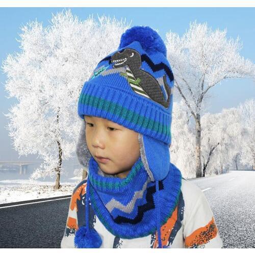 Thick Warm Winter Hats Boy Skullies Beanies Winter Hat Caps for Boy Girl Woolen Scarf Hats Balaclava Knitted Mask Hat