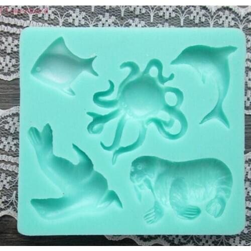 Marine Animal Fondant Cake Silicone Mold Cake Decorating Silicone Baking Tool Diy Chocolate Mold Pastry Tools Handmade Soap Mold