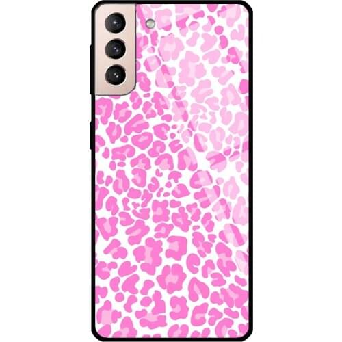 LIGHT PINK CHEETAH PRINT Tempered Glass Case For Samsung Galaxy S10 Plus Note 10 S8 S9 S20 FE S21 Note 20 Ultra
