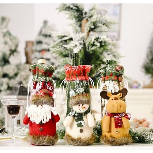 Christmas Decorations Knitting Imitation Bark Wine Bottle Cover Creative New Red Wine Cover Old Man Wine Bag Bottle Cover