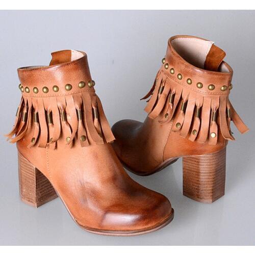 Western Sapatos Femininos Luxury Design Leather Women classic Winter Cowboy Boots Chunky High heels Rain Boots Motorcycle