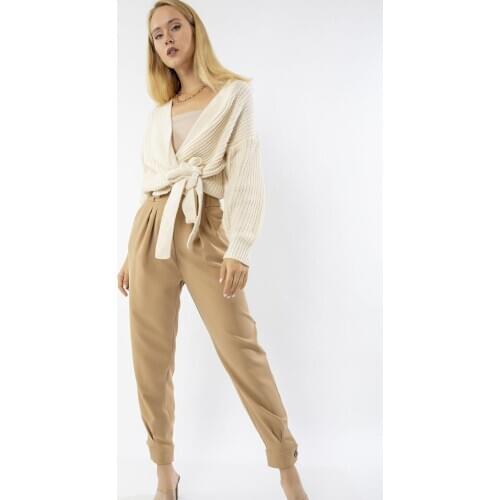 Women Casual Pants Ladies Jeans Spring Autumn Office Trousers Button Details