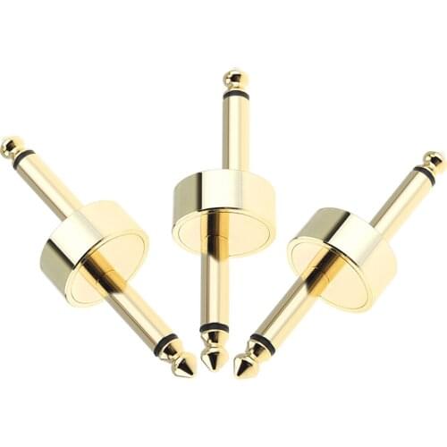 3pcs 1/4inch 6.3mm Gold Guitars Effects Pedal Connector Z Type Coupler Jack Interface Cable Adaptor Pedal Board Accessories