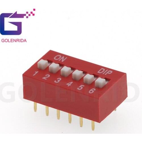 10PCS DIP Switch 6 bit Way 2.54mm Toggle Switch Red Snap Switch