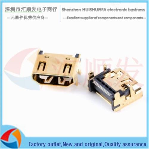 10pcs!!! HDMI SMD socket 90 degree female socket 19P SMD HD socket Multimedia interface Type A gold-plated