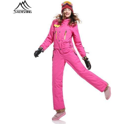 2019 New ladies' One-piece Ski Suit Snowboard Suit Siamese Ski Jacket -30 degrees Thicken Waterproof Windbreak Women ski suits