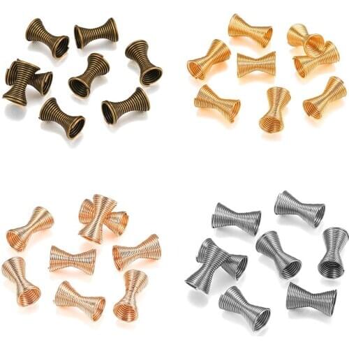 30pcs/lot 12x7mm Metal Spring Funnel Spacer Beads End Caps Bead Stoppers Connectors For DIY Jewelry Makings Findings Accessories