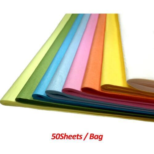 50sheets / Bag DIY Material 50*50CM Tissue Paper Floral Wrapping Paper Home Decoration Festive Party Packaging Paper
