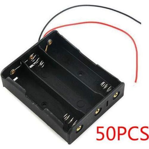 50PCS 18650 Battery Case Storage Box Case Plastic Holder With Wire Leads for 3x18650 Batteries Soldering Cnnecting Black Digital