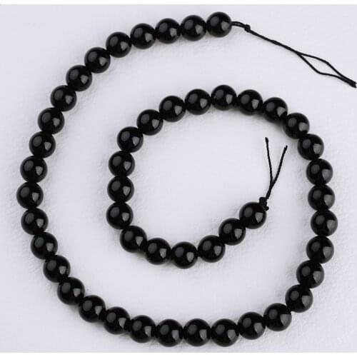 6-18mm Natural Genuine Morion Black Quartz Crystal Round Beads 15"