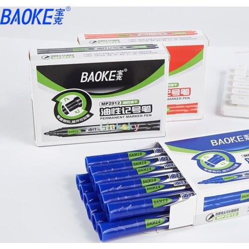 Baoke MP2912, Oily Marker Pen, Black, Waterproof and Non Fading, Thick Head Marking ,Repeatable inking,Black, red, blue