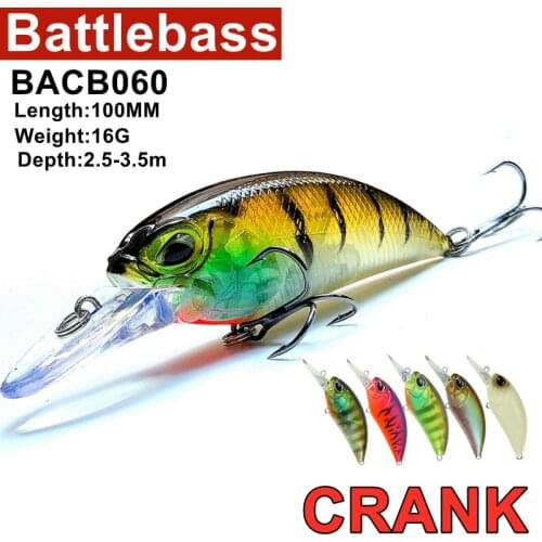 BATTLEBASS New 1pcs 10CM/16G Laser Hard Crank Fishing Lure Crankbait Treble Hooks 3D Eyes Bait Fishing Tackle