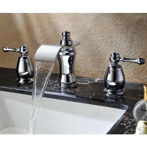 FREE SHIP Bathroom 3 pcs 8 " widespread Lav Sink faucet chrome clour Crystal faucet New