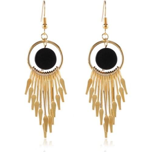 European Big Round Pendant Earrings 2019 Jewelry for Women Female Wedding Party Personality Long Tassel Drop Earring E249