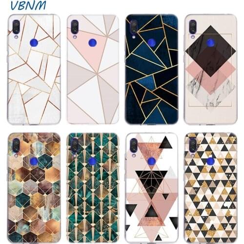Light Gold Pink Geometric Case For Xiaomi Redmi Note 9S 9T 9 8 8T 7 6 5 Plus 4 4X Pro 9A 9C 8A 7A S2 6A 5A K30 K20 Cover