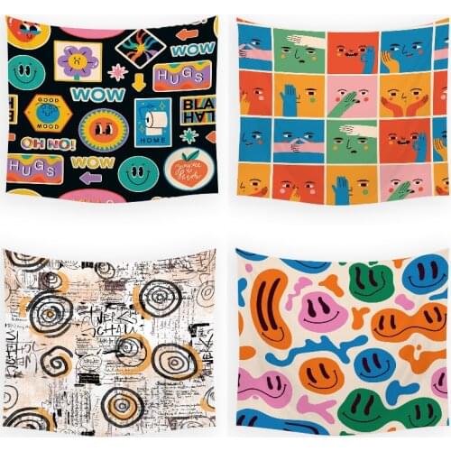 Color lattice abstract anime tapestry boho decoration home decor dorm room decor kawaii tapestry wall tapestry abstract mandala