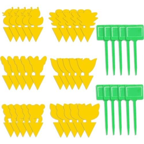 Dropship 40/49pcs Flie Traps Bugs Sticky Board Dual-Sided Sticky Traps Flying Plant Insect Catcher Yellow Stickers Adhesive Trap