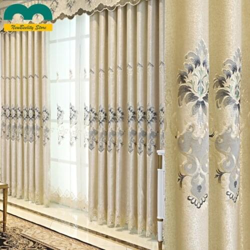 European Curtains for Living Room Bedroom Curtains Blackout Embroidered Curtains Flower Blackout Cuetains Windows Luxury Curtain