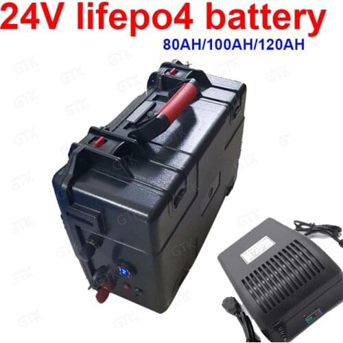 GTK Lifepo4 24v 80AH 100AH 120AH lithium battery BMS 2000W for RV AGV Air conditioner heater Solar energy storage + 10A charger