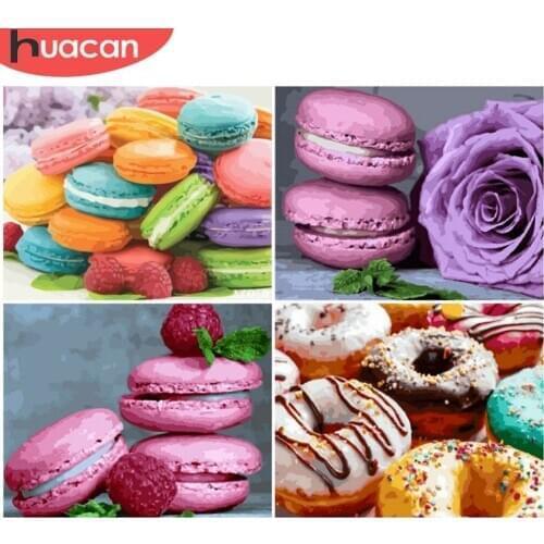 HUACAN Painting By Number Food Drawing On Canvas Handpainted Unique Gift Paint By Numbers Macaron Kits Modern Wall Arts