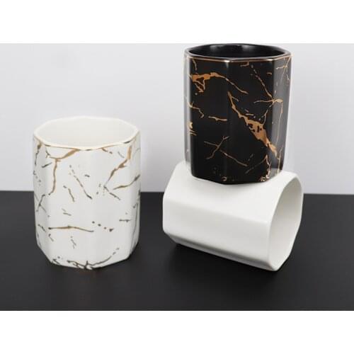 Nordic style ins marble pen holder makeup brush cup storage cup home decoration stone gold pen holder