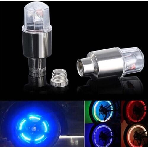 2pcs New Bike Car Motorcycle Wheel Tire Tyre Valve Cap Flash LED Light Spoke Lamp Bicycle Bike Accessories