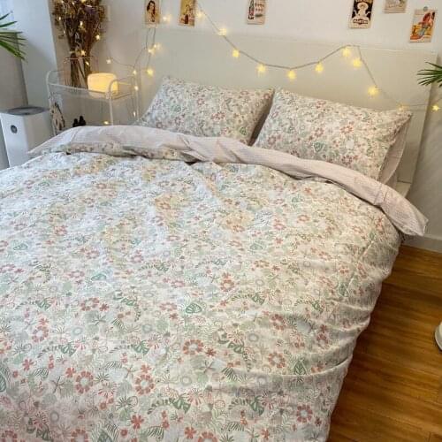 Bedding Set Small Floral Small Fresh and Rural Cotton Duvet Cover Four-piece Bedding Set Twill Cotton Bed Linen Double Bed Set
