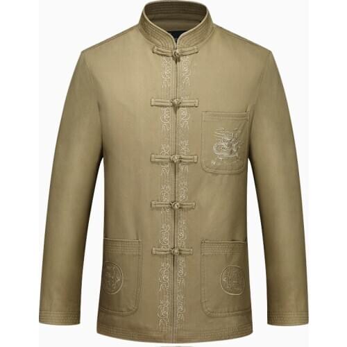 Kung Fu Jacket Coat For Men New Male Double Deck Cotton Thick Outerwear With Lining Traditional Chinese Sun Yat SenS Uniform