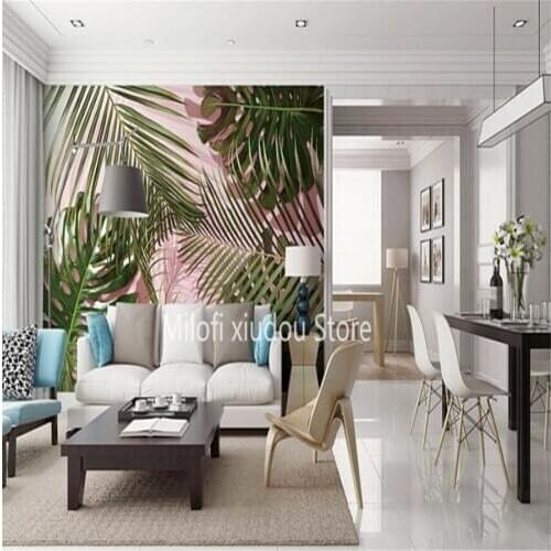 Milofi custom 3D wallpaper mural Southeast Asia three-dimensional banana leaf living room bedroom background wall decoration pai