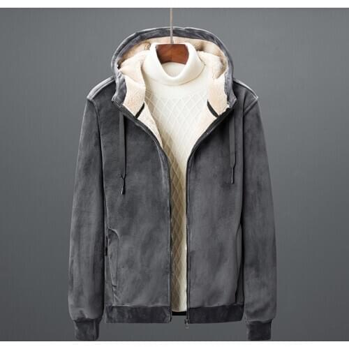 8XL Warm Mens sweatshirt Lamb cashmere Mens Jacket warm Lamb Wool Mens Hoodie Jacket Cardigan hoodies plus size jacket men