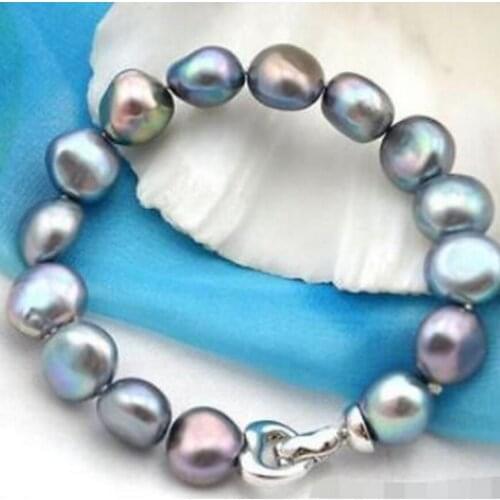 New hot 8" 12x13mm baroque gray freshwater pearl bracelet